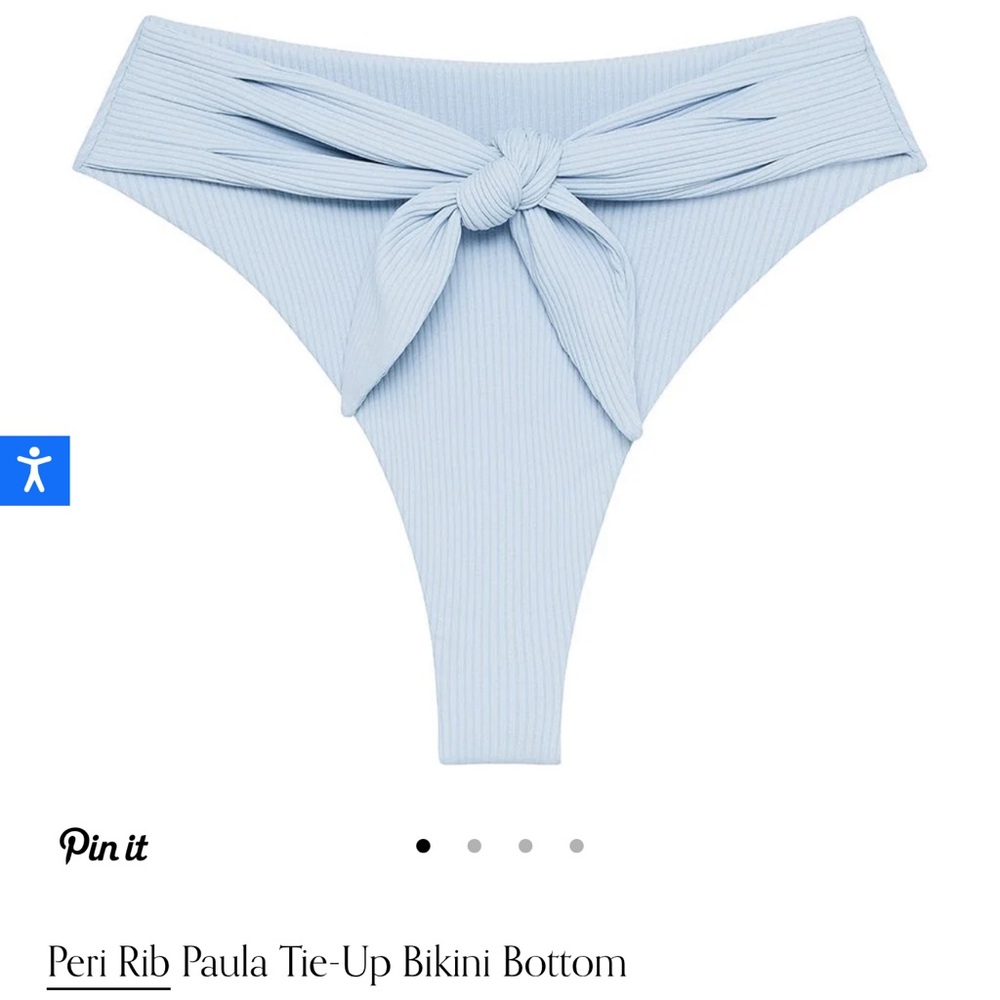 Peri Rib Paula Tie-Up Bikini Bottom - Light Blue